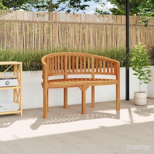 Banc de jardin en forme de banane 120 cm Teck solide alsavelo