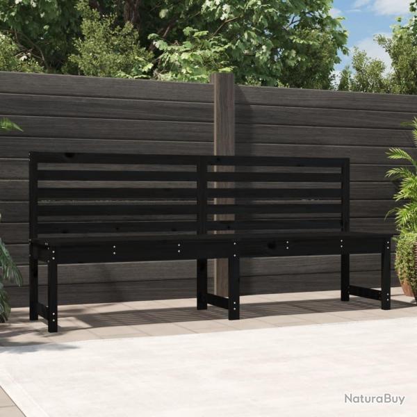 Banc de jardin noir 201,5 cm bois massif de pin alsavelo