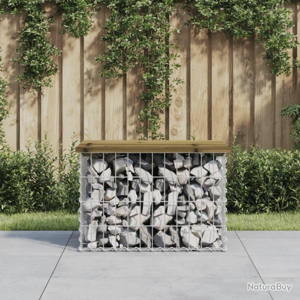 Banc de jardin design gabion 63x44x42 cm bois de pin imprgn alsavelo