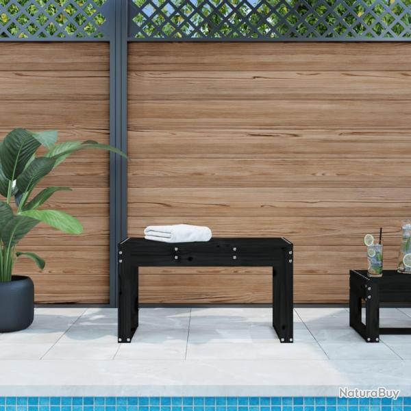 Banc de jardin noir 80x38x45 cm bois massif de pin alsavelo
