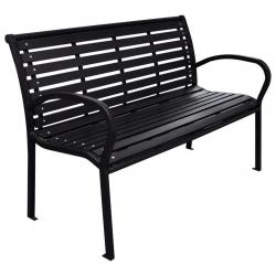 Banc de jardin Noir 116 cm Acier et WPC alsavelo