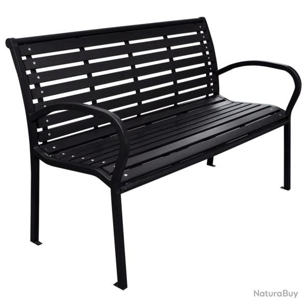 Banc de jardin Noir 116 cm Acier et WPC alsavelo
