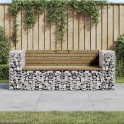 Banc de jardin design gabion 184x71x65,5cm bois de pin imprégné alsavelo