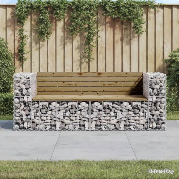 Banc de jardin design gabion 184x71x65,5cm bois de pin imprgn alsavelo