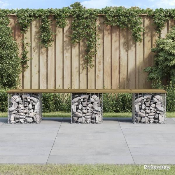 Banc de jardin design gabion 203x44x42 cm bois de pin imprgn alsavelo