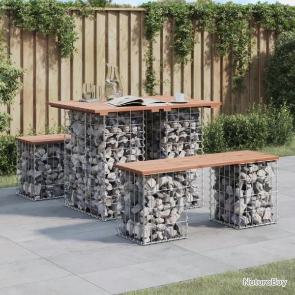 Banc de jardin design gabion 100x70x72cm bois massif de douglas