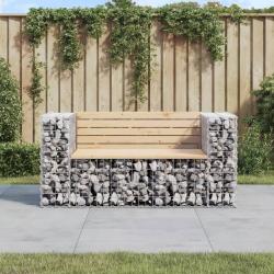 Banc de jardin design gabion 143x71x65,5 cm bois massif de pin alsavelo