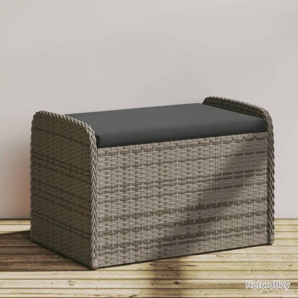 Banc de rangement avec coussin gris 80x51x52 cm rsine tresse alsavelo
