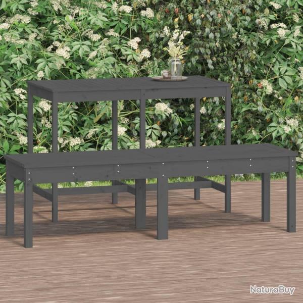 Banc de jardin  2 places gris 159,5x44x45cm bois massif de pin alsavelo