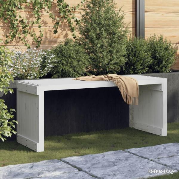 Banc de jardin extensible blanc 212,5x40,5x45cm bois massif pin alsavelo