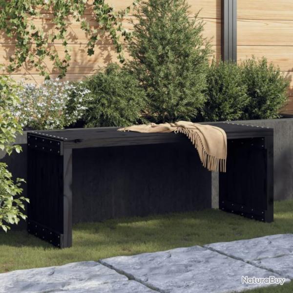 Banc de jardin extensible noir 212,5x40,5x45 cm bois massif pin