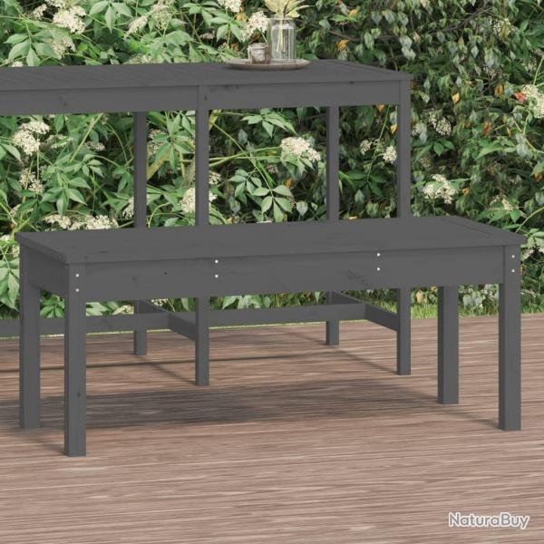 Banc de jardin gris 109x44x45 cm bois massif de pin alsavelo
