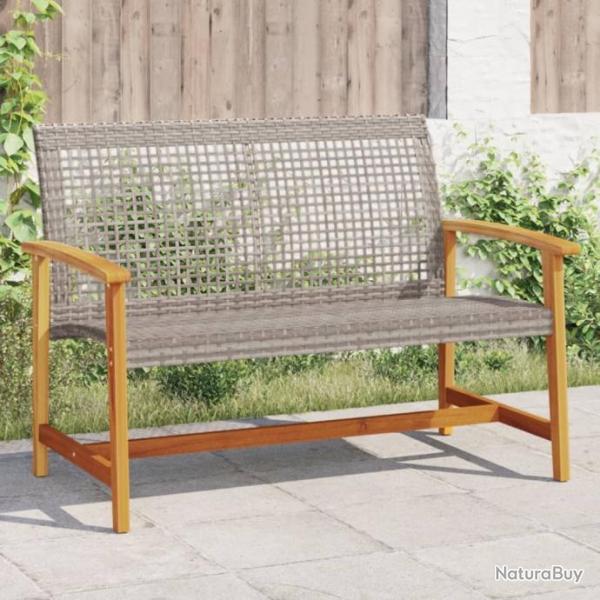 Banc de jardin gris 112 cm rsine tresse et bois d'acacia