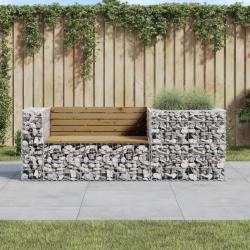 Banc de jardin avec panier en gabion bois de pin imprégné alsavelo