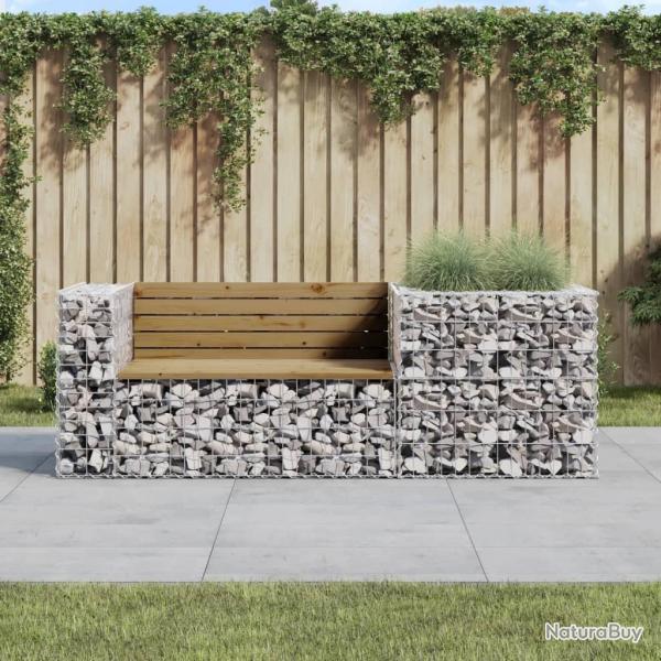 Banc de jardin avec panier en gabion bois de pin imprgn alsavelo
