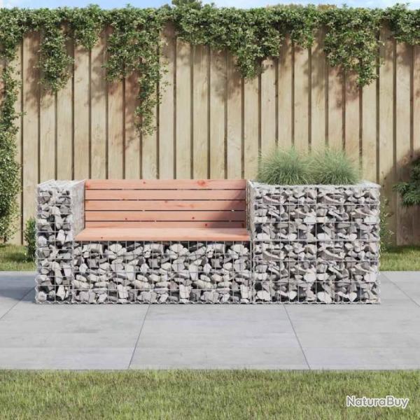 Banc de jardin avec panier en gabion bois massif de douglas