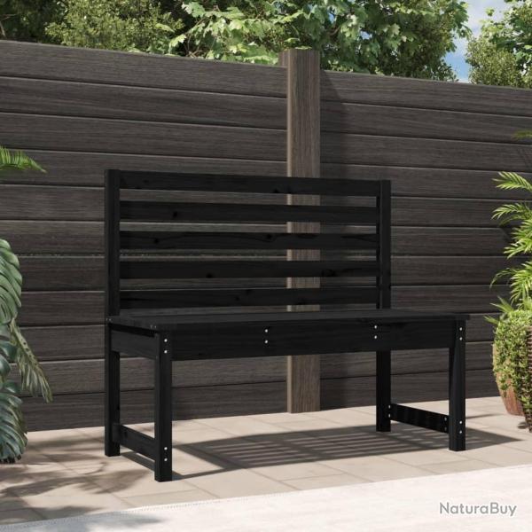 Banc de jardin noir 109 cm bois massif de pin alsavelo