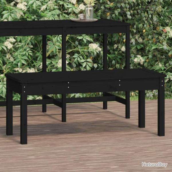 Banc de jardin noir 109x44x45 cm bois massif de pin