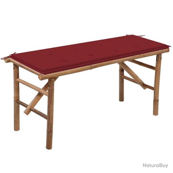 Banc de jardin pliable avec coussin 118 cm Bambou alsavelo