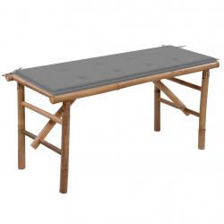 Banc de jardin pliable avec coussin 118 cm Bambou alsavelo