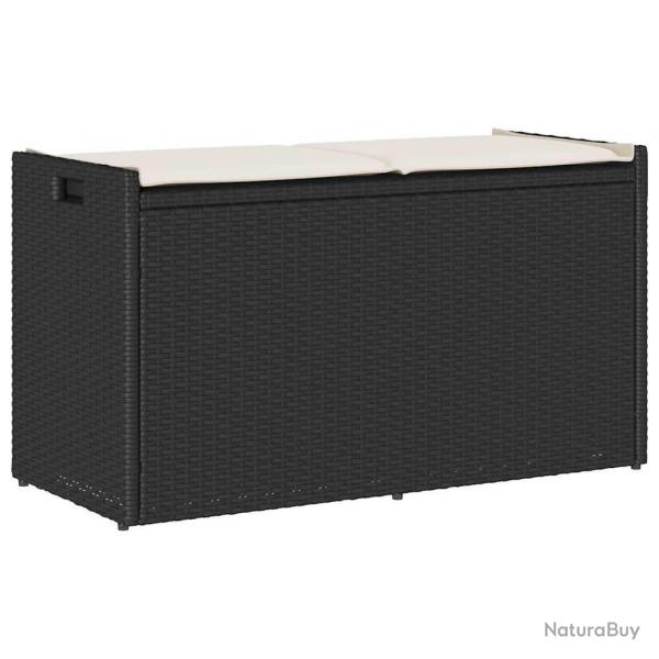 Banc de rangement extrieur coussin noir 100 cm rsine tresse alsavelo