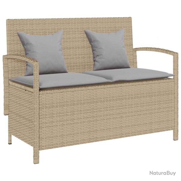 Banc de rangement de jardin avec coussin beige rsine tresse alsavelo