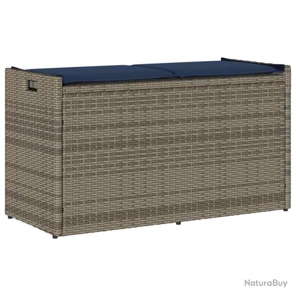 Banc de rangement extrieur coussin gris 100 cm rsine tresse alsavelo