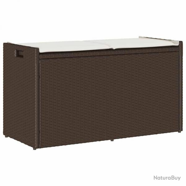 Banc de rangement extrieur coussin marron 100cm rsine tresse alsavelo