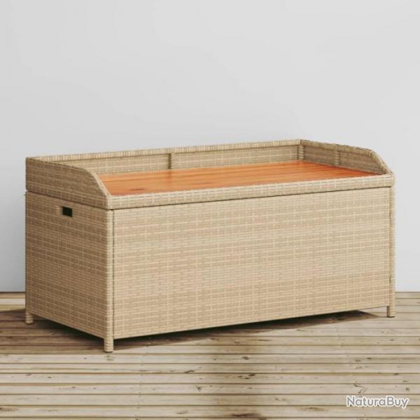 Banc de rangement mlange beige rsine tresse et bois d'acacia