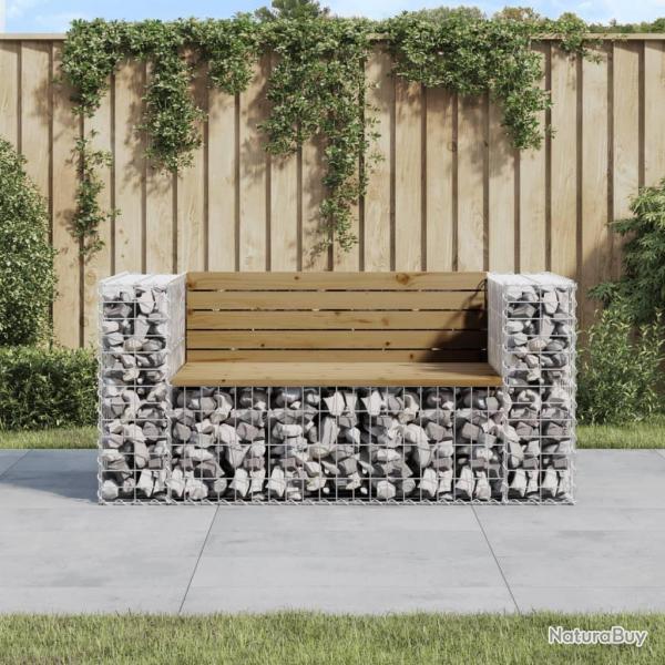 Banc de jardin design gabion 143x71x65,5cm bois de pin imprgn alsavelo