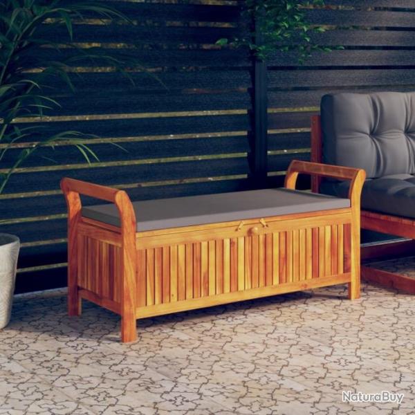 Banc de rangement de jardin avec coussin 126 cm Bois d'acacia