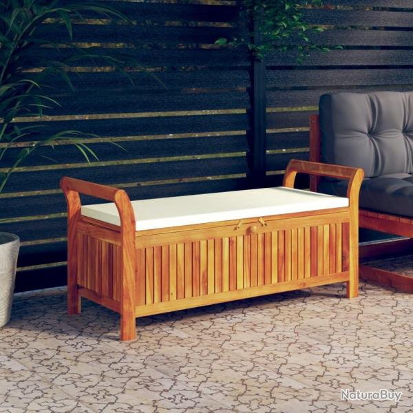 Banc de rangement de jardin avec coussin 126 cm Bois d'acacia alsavelo