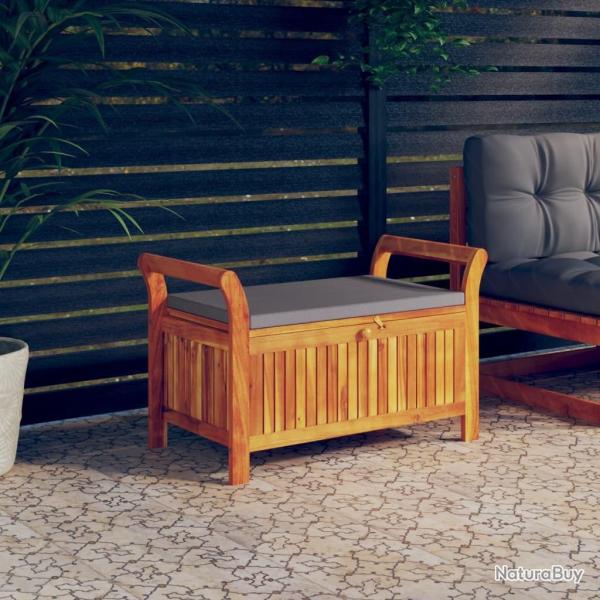 Banc de rangement de jardin avec coussin 91 cm Bois d'acacia alsavelo