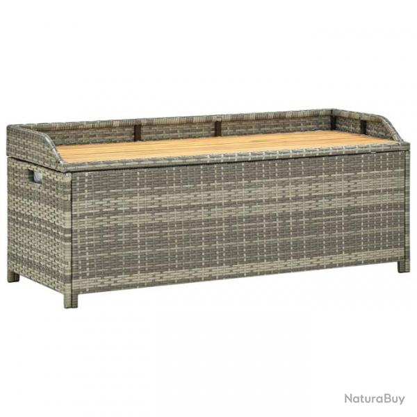 Banc de rangement de jardin 120 cm Rsine tresse Gris