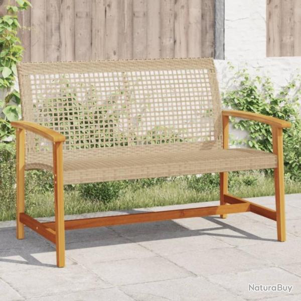 Banc de jardin beige 112 cm rsine tresse et bois d'acacia