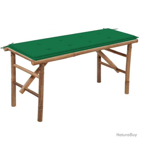 Banc de jardin pliable avec coussin 118 cm Bambou alsavelo