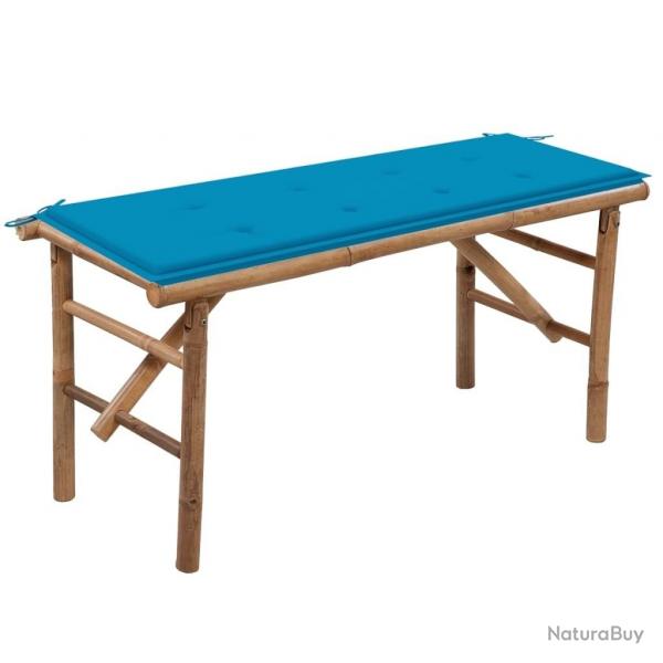 Banc de jardin pliable avec coussin 118 cm Bambou alsavelo