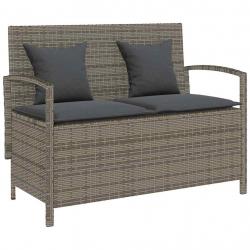 Banc de rangement de jardin avec coussin gris résine tressée alsavelo
