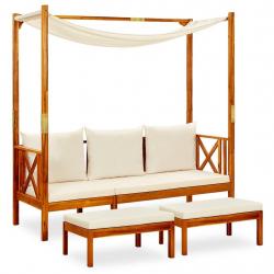 Banc de jardin avec auvent et repose-pieds Bois d'acacia solide alsavelo