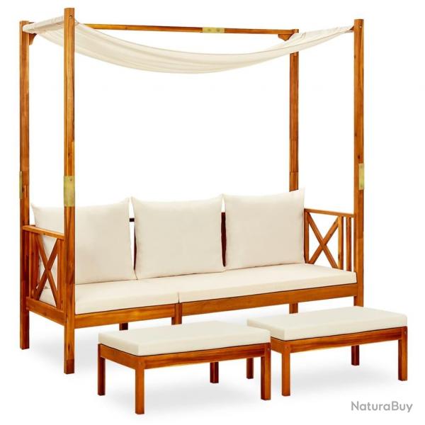 Banc de jardin avec auvent et repose-pieds Bois d'acacia solide alsavelo