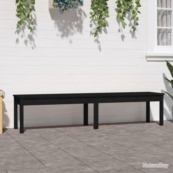 Banc de jardin  2 places noir 203,5x44x45cm bois massif de pin alsavelo