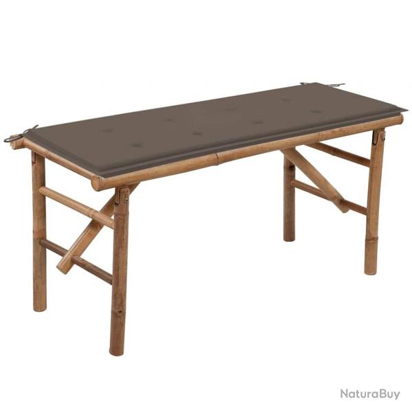 Banc de jardin pliable avec coussin 118 cm Bambou alsavelo