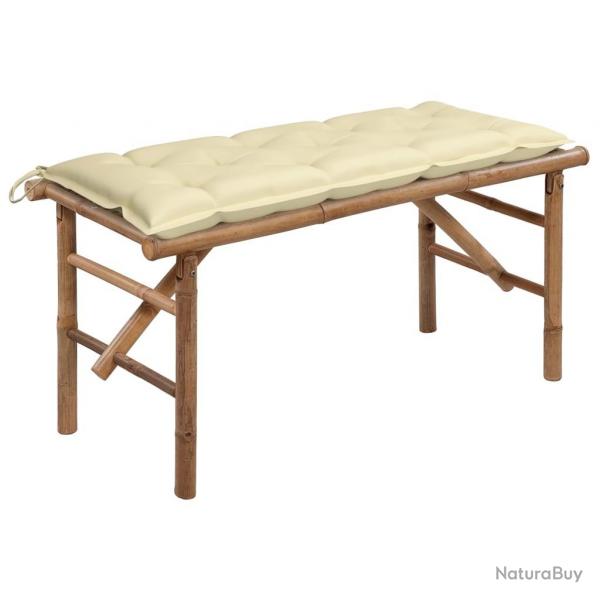 Banc de jardin pliable avec coussin 118 cm Bambou alsavelo