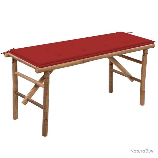 Banc de jardin pliable avec coussin 118 cm Bambou alsavelo