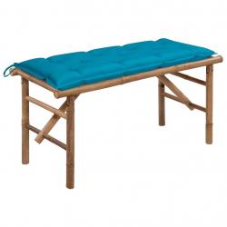 Banc de jardin pliable avec coussin 118 cm Bambou alsavelo