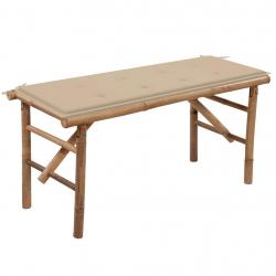 Banc de jardin pliable avec coussin 118 cm Bambou alsavelo