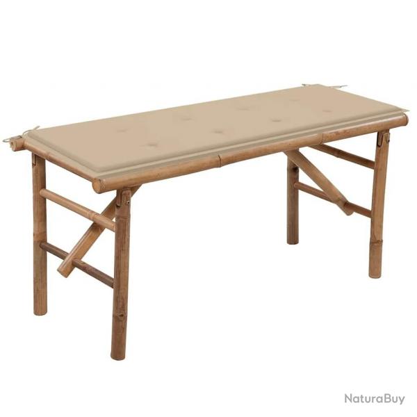 Banc de jardin pliable avec coussin 118 cm Bambou alsavelo