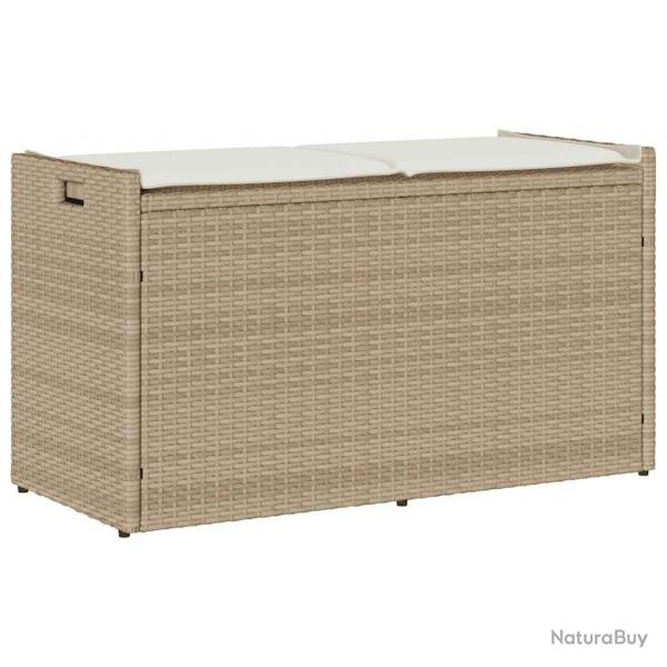 Banc de rangement extrieur coussin beige 100 cm rsine tresse alsavelo