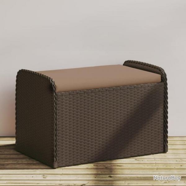 Banc de rangement et coussin marron 80x51x52 cm rsine tresse