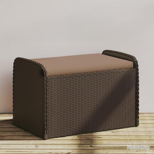 Banc de rangement et coussin marron 80x51x52 cm rsine tresse alsavelo